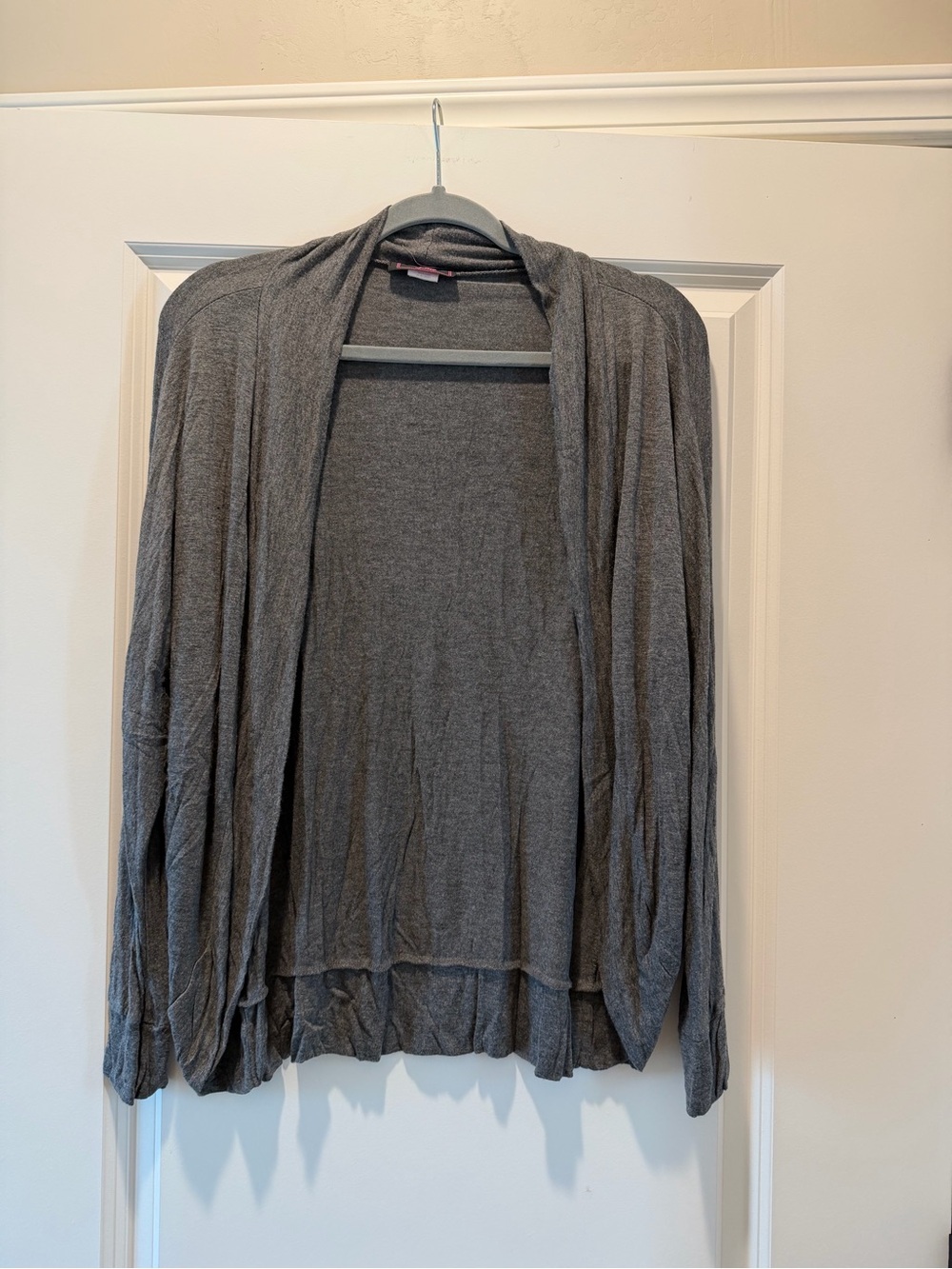Pinc Gray Open-Front Draped Women's Cardigan